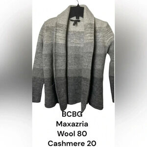 BCBG MAXAzria  cashmere wool blend open front cardigan, chunky,